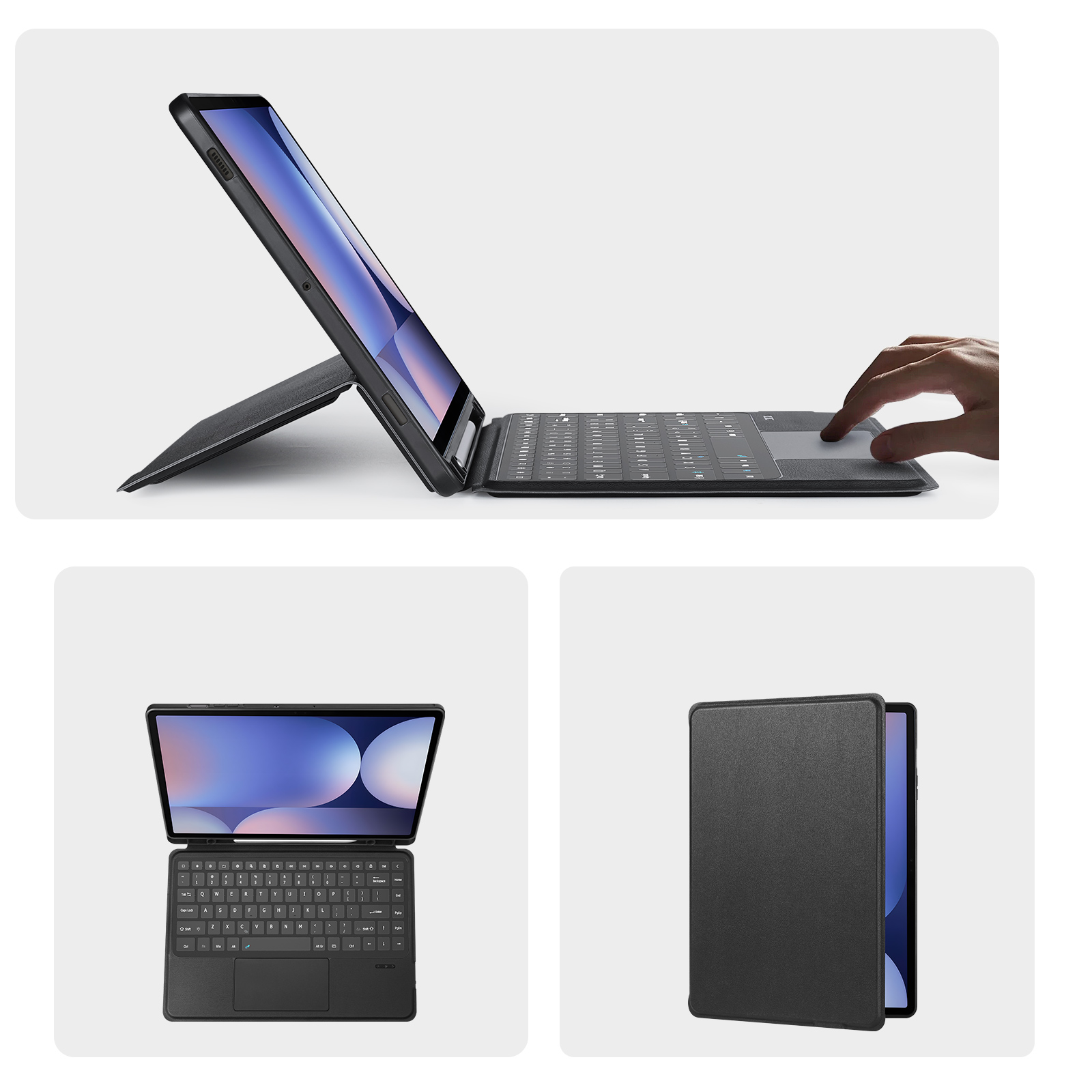 Etui z klawiaturą Bluetooth 5.0 Dux Ducis (seria DK) do Galaxy Tab S10 Ultra / S9 Ultra / S8 Ultra, czarne.